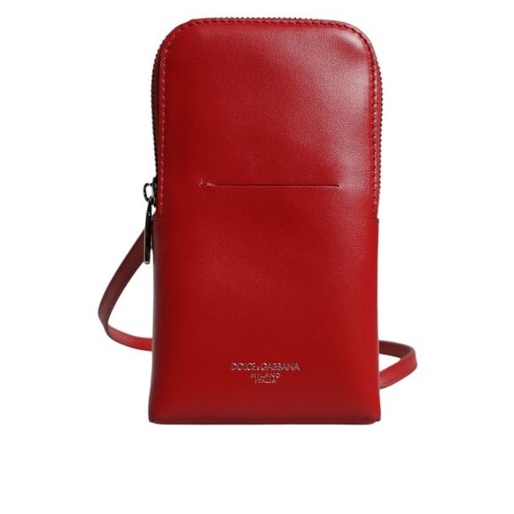 Dolce & Gabbana Other - Dolce & Gabbana Red Leather Purse Phone Sling Crossbody Neck Strap Men's Bag